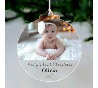 Personalised Christmas Bauble Gifts Custom Christmas Tree Decorations Babys First Xmas Bauble with Any Photo & Text Acrylic Christmas Ornaments for Kids Children Son Daughter Grandson(Design 3)