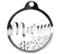 Personalised Christmas Bauble Glamour Mirror Effect Pendant Glassy Gift Any Name Hanging Tree Decoration Xmas Acrylic Decor (Silver)