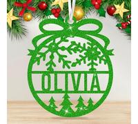 Personalised Christmas Bauble Glitter Christmas Tree Decorations 2025 Xmas Baubles Custom Name Hanging Ornament Gifts for Family Friends Kids (Snowflake)
