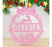 Personalised Christmas Bauble Glitter Christmas Tree Decorations 2025 Xmas Baubles Custom Name Hanging Ornament Gifts for Family Friends Kids (Elk)