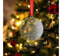 Personalised Christmas Bauble Ornament Couples Gift Newly Weds Engagement Wedding Present Our First Christmas (Clear)