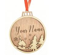Personalised Christmas Bauble,Personalised Christmas Decorations with Name, Wooden Decoration，Customized your name，Christmas Crafts For Kids, Room Decor, Mom, Dad, Family