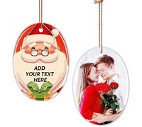 Personalised Christmas Bauble, Personalised Photo Gifts Sublimation Blank Ornament White Ceramic for Home Christmas DIY Crafting personalised Decor(Oval,8.3x6cm)