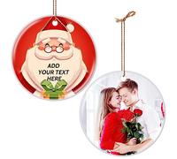 Personalised Christmas Bauble, Personalised Photo Gifts Sublimation Blank Ornament White Ceramic for Home Christmas DIY Crafting personalised Decor(Round,7.3cm)