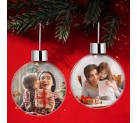 Personalised Christmas Bauble Photo Double Sided, Custom Ball Ornament with Picture, Xmas Tree Decoration Gifts for Family & Friends