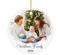 Personalised Christmas Bauble with Photo, Custom Ceramics Photo Ornaments for Xmas Gifts, Christmas Tree Decoration for Kids, Mom, Dad, Family