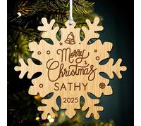Personalised Christmas Baubles 2025 Christmas Tree Decorations Bauble Custom Xmas Ornaments Wooden Hanging Ornament with Any Name for Son Daughter Granddaughter Grandson (Snowflake 1)