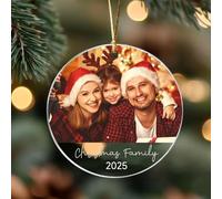 Personalised Christmas Baubles 2025, Custom Photo Christmas Ornaments Ceramic Photo Pendant for Xmas Tree Decoration Gifts for Mom Dad Pets Kids Friends