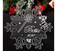 Personalised Christmas Baubles 2025 Engraved Tree Ornaments Custom Xmas Wish Gift of The Fairy Godmother Decorations for Family Home Grandson Granddaughter with Any Name (Snowflake)