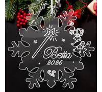 Personalised Christmas Baubles 2026 Engraved Tree Ornaments Custom Xmas Wish Gift of The Fairy Godmother Decorations for Family Home Grandson Granddaughter with Any Name (Snowflake)
