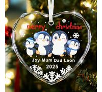 Personalised Christmas Baubles Christmas Decorations Tree Baubles 2025 Custom Xmas Tree Decoration for Family UV Print Acrylic Xmas Hanging Ornament Gift (Heart-1, Family of 4)