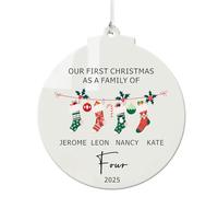 Personalised Christmas Baubles Christmas Tree Decorations Indoor, Family Christmas Ornaments 2025 Gift Ideas, Xmas Decor Stocking Stuffers Decoration for Family (Family of 4)