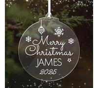Personalised Christmas Baubles Custom Christmas Tree Decorations Man Xmas Ornaments Keepsake Decoration Gift for Couples Lover Family Girls Babys Our First Xmas Bauble at 2025 (Round)