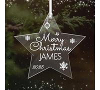Personalised Christmas Baubles Custom Christmas Tree Decorations Man Xmas Ornaments Keepsake Decoration Gift for Couples Lover Family Girls Babys Our First Xmas Bauble at 2025 (Star)