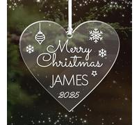Personalised Christmas Baubles Custom Christmas Tree Decorations Man Xmas Ornaments Keepsake Decoration Gift for Couples Lover Family Girls Babys Our First Xmas Bauble at 2025 (Heart)