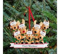 Personalised Christmas Baubles, Custom Family Christmas Decorations 2025, Reindeer Ornaments with Names for 2-8 Family Members, Xmas Tree Hanging Pendants Decor Gifts for Loved Ones
