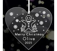 Personalised Christmas Baubles Custom Xmas Tree Acrylic Decorations Gingerbread Man Christmas Ornaments Keepsake Gift for Lover Couples Her Him Girls Family Home with Any Name at 2025 (Heart)