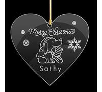 Personalised Christmas Baubles Dog Pet Acrylic Personalised Christmas Tree Decorations Custom Xmas Gift for Puppy Animal Memorial Decoration Keepsake with Dog Name(Heart)