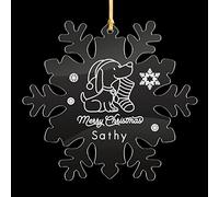 Personalised Christmas Baubles Dog Pet Acrylic Personalised Christmas Tree Decorations Custom Xmas Gift for Puppy Animal Memorial Decoration Keepsake with Dog Name(Snowflake)