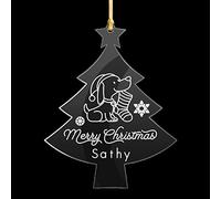 Personalised Christmas Baubles Dog Pet Acrylic Personalised Christmas Tree Decorations Custom Xmas Gift for Puppy Animal Memorial Decoration Keepsake with Dog Name(Tree)