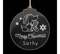 Personalised Christmas Baubles Dog Pet Acrylic Personalised Christmas Tree Decorations Custom Xmas Gift for Puppy Animal Memorial Decoration Keepsake with Dog Name(Round)