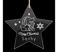 Personalised Christmas Baubles Dog Pet Acrylic Personalised Christmas Tree Decorations Custom Xmas Gift for Puppy Animal Memorial Decoration Keepsake with Dog Name(Star)