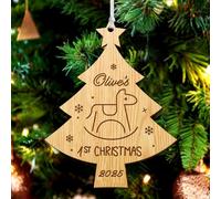 Personalised Christmas Baubles Engraved Wood Tree Decorations Custom First Xmas Ornaments Santa Gift for Family Baby Grandson Home Girls Babies Mom Daughter with Any Name at 2025 (Tree)