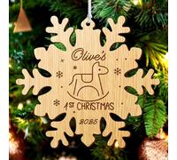 Personalised Christmas Baubles Engraved Wood Tree Decorations Custom First Xmas Ornaments Santa Gift for Family Baby Home Girls Babies Mom Grandson Daughter with Any Name at 2025 (Snowflake)