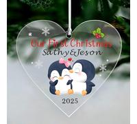 Personalised Christmas Baubles First Christmas as Mr & Mrs Xmas Tree Decoration Acrylic Ornaments Xmas Custom Santa Gift for New Couple 1st Wedding Him Her(Heart Design 2)
