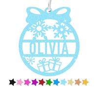 Personalised Christmas Baubles Glitter Christmas Tree Decorations 2025 Christmas Ornaments Gifts Xmas Hanging Ornament Personalised Gifts for Kids Family Son Friends Daughter (Baby Blue)