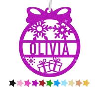 Personalised Christmas Baubles Glitter Christmas Tree Decorations 2025 Christmas Ornaments Gifts Xmas Hanging Ornament Personalised Gifts for Kids Family Son Friends Daughter (Purple)