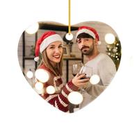 Personalised Christmas Baubles Ornament with Photo Custom Picture Text Baubles for Christmas 2024, Customised Heart Ceramic Xmas Tree Decor, for Kids, Mum, Dad, Friends, Loved Ones