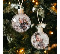 Personalised Christmas Baubles - Personalised Plastic Baubles with the Photo of your choice, Double-sided print (2 Pieces)