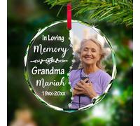 Personalised Christmas Baubles with Photo - Custom in Loving Memory Picture Baubles, Customised Memorial Hanging Ornament, Sympathy Keepsake Gift for Loss of Loved One