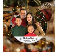 Personalised Christmas Baubles with Photo - Custom Picture Text Baubles for Christmas 2024, Customised Ceramic Xmas Tree Decor, for Kids, Mum, Dad, Friends, Loves
