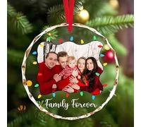 Personalised Christmas Baubles with Photo & Names - 2025 Custom Glass Crystal Ornament, Personalised Xmas Tree Decorations, Gift for Family, Babies First Christmas, Wedding, New Home