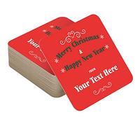 Personalised Christmas Beer Mats & Drink Mats - Set of 48 Custom Coasters - Perfect for Home Bars & Xmas Parties - Recyclable Cardboard - Ideal Table Decorations & Gifts - Add Your Own Text
