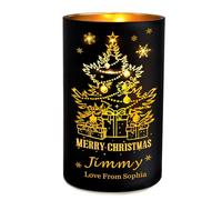 Personalised Christmas Candles Scented Candles Gifts for Women Men, Rose English Pear Amber Freesia Scented Candle, Christmas Candle Gifts for Her Him Mum Dad, 40 hrs Burn (Giardino Di Rose, Design 1)