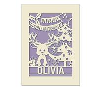 Personalised Christmas Card at 2024 Lockdown Xmas Gifts for Girl Daughter Son Kids Friend Custom Santa Gift for Brother Sister Merry Christmas Cards for Grandad Uncle Aunt(Lilac Purple)
