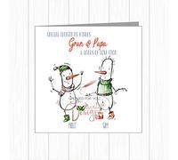 Personalised Christmas Card Cute Funny Dancing Snowmen Grandchildren Grandparents Grandson Granddaughter Gran Papa Mum Dad Step Granny Grandad
