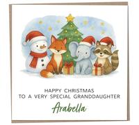 Personalised Christmas Card for 4 to 6 Year Old Granddaughter - Xmas Card for 5 Year Old Grandchild with Custom Name, Cute Child Girl Gift Idea, Xmas Present from Family, Christmas Cards 2025, 148mm
