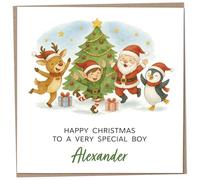 Personalised Christmas Card for 7 to 8 Year Old Boy - Xmas Card for 7 Year Old Boy with Custom Name, Funny Children's Gift Idea, Xmas Present from Family, Christmas Cards 2025, 148mm