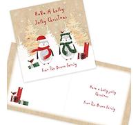 Personalised Christmas Card Packs Write Your Own Easy Custom Message Simple and Elegant Xmas Cards Pack of 20 by Paper Themes - Jolly Penguin