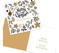 Personalised Christmas Card Packs Write Your Own Easy Custom Message Simple and Elegant Xmas Cards Pack of 20 by Paper Themes - Leaves and Berries