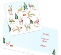 Personalised Christmas Card Packs Write Your Own Easy Custom Message Simple and Elegant Xmas Cards Pack of 20 by Paper Themes - Reindeer