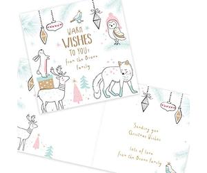 Personalised Christmas Card Packs Write Your Own Easy Custom Message Simple and Elegant Xmas Cards Pack of 20 by Paper Themes Christmas Greeting Cards - Woodland Animals
