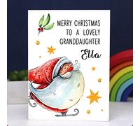 Personalised Christmas Cards 2024 Christmas Card for Kids Boys Girls Daughter Xmas Santa Gift for Keepsake Cards for Granddaughter Family Friends with Envelope(Design 1)