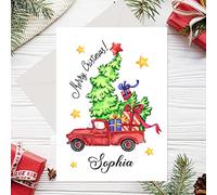 Personalised Christmas Cards 2024 Christmas Card for Kids Boys Girls Daughter Xmas Santa Gift for Keepsake Cards for Granddaughter Family Friends with Envelope(Design 4)