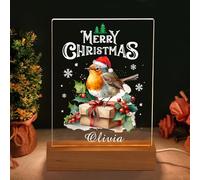 Personalised Christmas Cards 2024 Light Up Christmas Card Robin Gifts for Husband Grandson Mum Daughter Sister Wife Son Boys Girls Special Christmas Cards for Family Members(Robin)