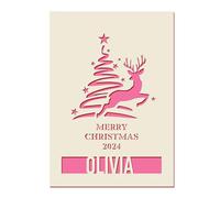 Personalised Christmas Cards 2024 Merry Christmas Card Gifts Xmas Gifts Greeting Cards Laser Paper Cut Christmas Card for Granddaughter Husband Wife Daughter Grandson (Fuchsia)